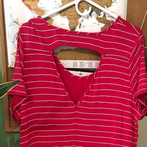 Size 1X Pink White Striped - Picture 2 of 2